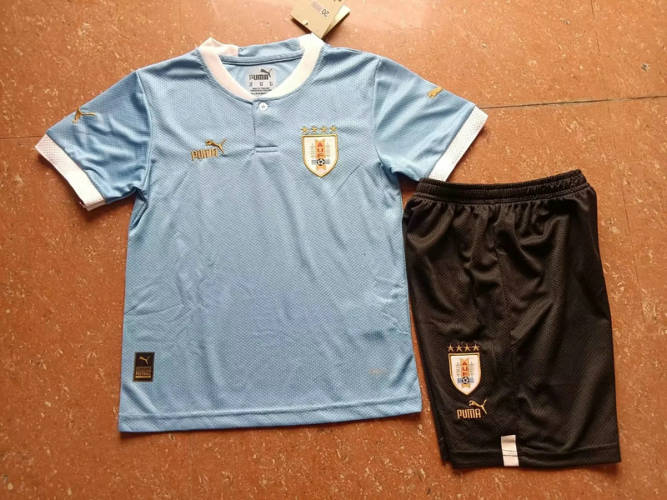 2022 Uruguay Home Kids Soccer Jerseys