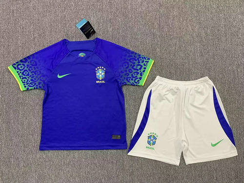 2022 Brazil Away Kids Soccer Jerseys