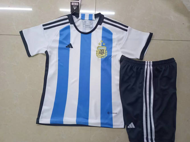 2022 Argentina Home 3stars Kids Soccer Jerseys