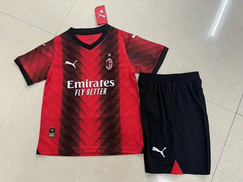 23/24 Ac Milan Home Kids Soccer Jerseys