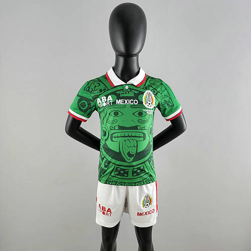 1998 Mexico Home Retro Kids Soccer Jerseys