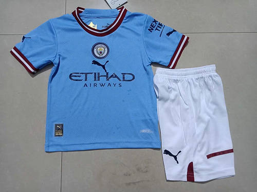 22/23 Manchester City Home Kids Soccer Jerseys