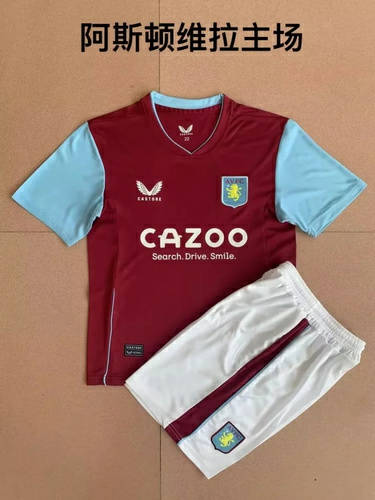 22/23 Aston Villa Home Kids Soccer Jerseys