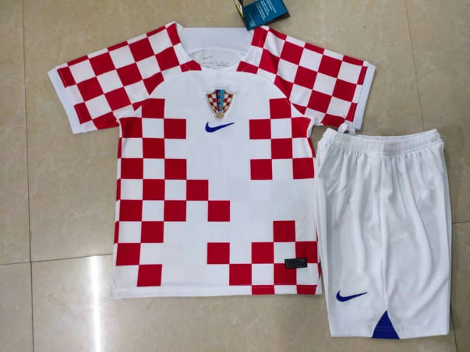 2022 Croatia Home Kids Soccer Jerseys