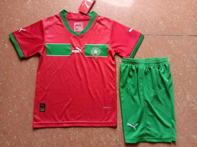 2022 Morocco Home Kids Soccer Jerseys