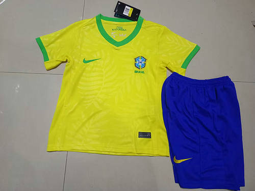 23/24 Brazil Home Kids Soccer Jerseys