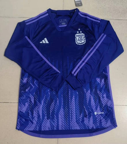 2022 Argentina Away Long Sleeve 3stars Soccer Jerseys