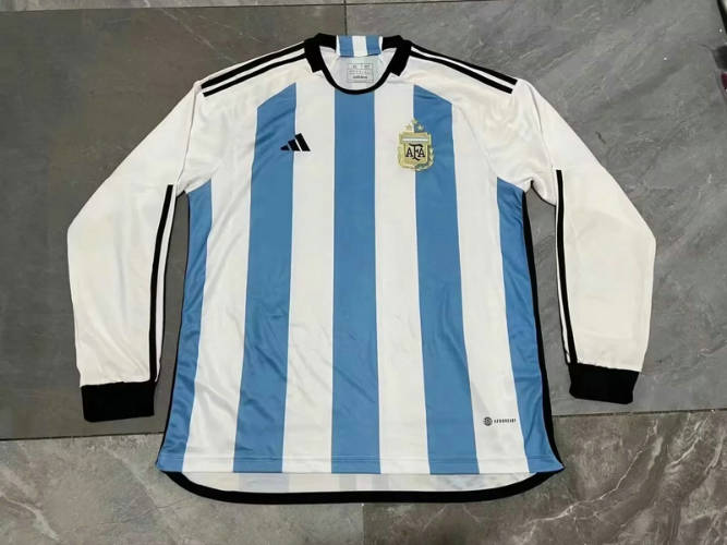 2022 Argentina Home 3 stars Long Sleeve Soccer Jerseys