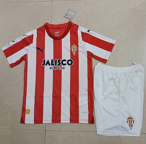 23/24 Sporting Gijon Home Kids Soccer Jerseys