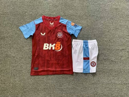 23/24 Aston Villa Home Kids Soccer Jerseys