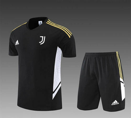 22-23 Juventus Training Suit Short Sleeve Kit Black