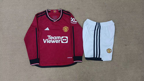 23/24 M-anchester U-nited Home Kids Long Sleeves Soccer Jerseys