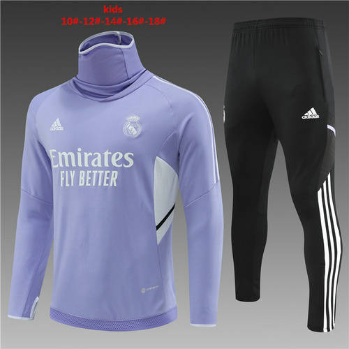 22/23 Real Madrid High Collar Kids Long Sleeve Training Suit