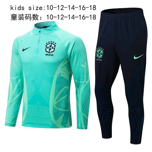 2022 Brazil Kids Long Sleeve Training Suit