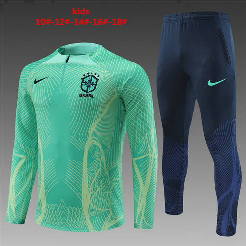 2022 Brazil Kids Long Sleeve Training Suit