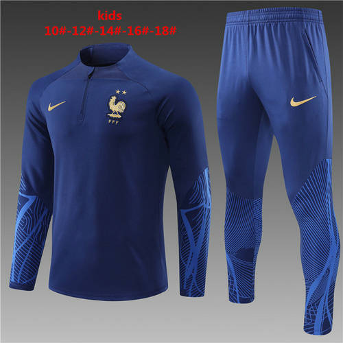 2022 France Kids Long Sleeve Training Suit