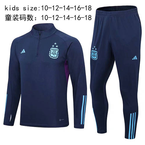 2022 Argentina Kids 3 Star Long Sleeve Training Suit