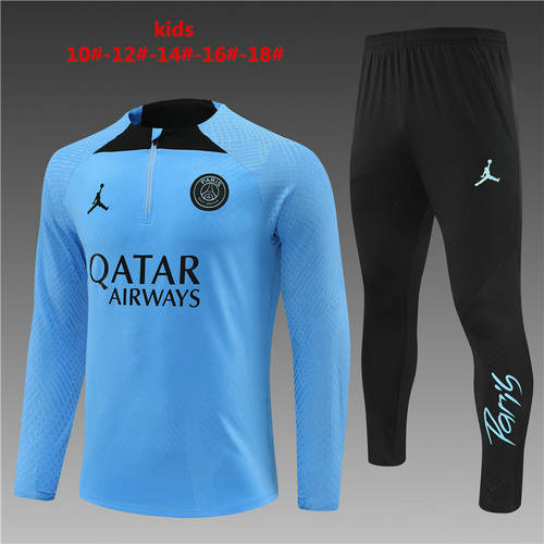 22/23 Paris Kids Player Blue Long Sleeve Training Suit