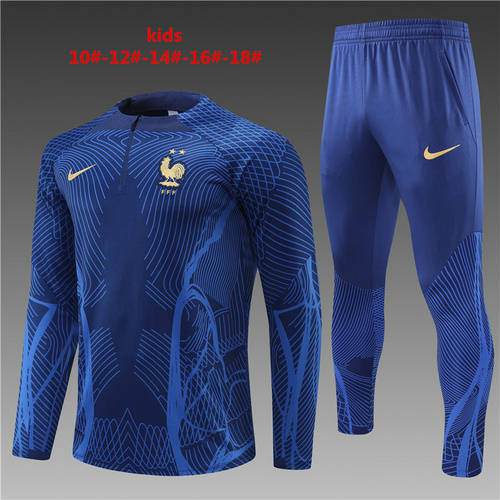 2022 France Kids Player Long Sleeve Training Suit