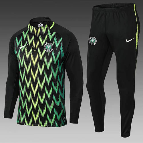 Nigerian black green long-sleeved training suit