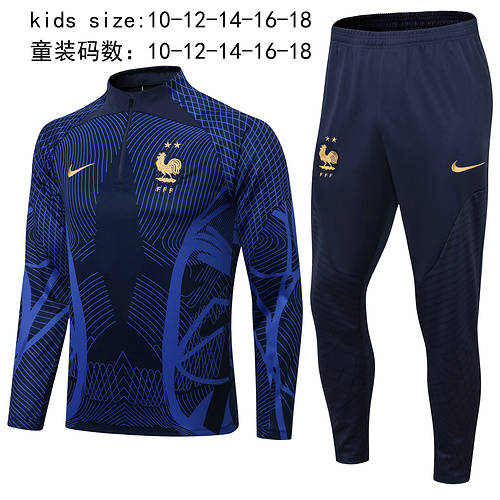 2022 France Kids Long Sleeve Training Suit