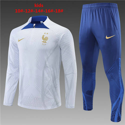 2022 France Kids Player Long Sleeve Training Suit