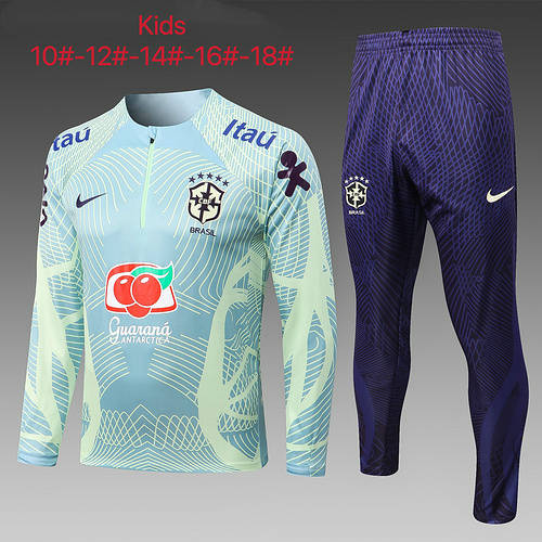 2022 Brazil Kids Long Sleeve Training Suit