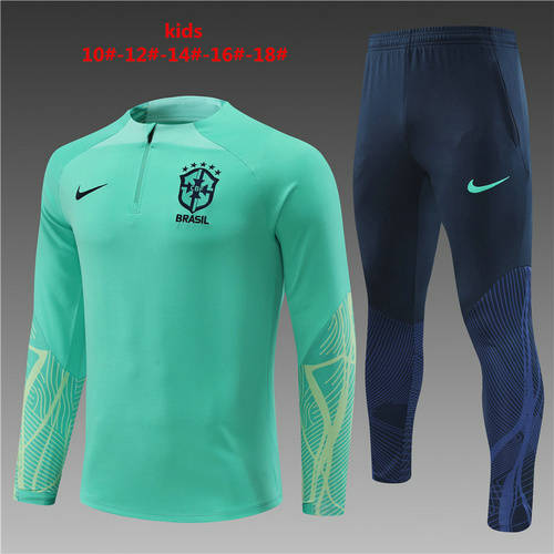 2022 Brazil Kids Long Sleeve Training Suit