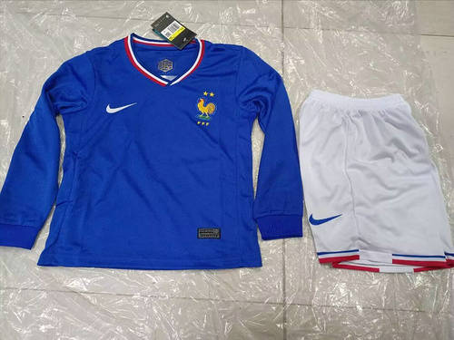 2024 France Home Kids Long Sleeve Soccer Jerseys