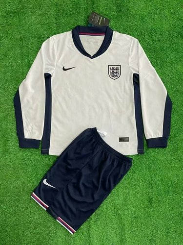 2024 England Home Kids Long Sleeve Soccer Jerseys