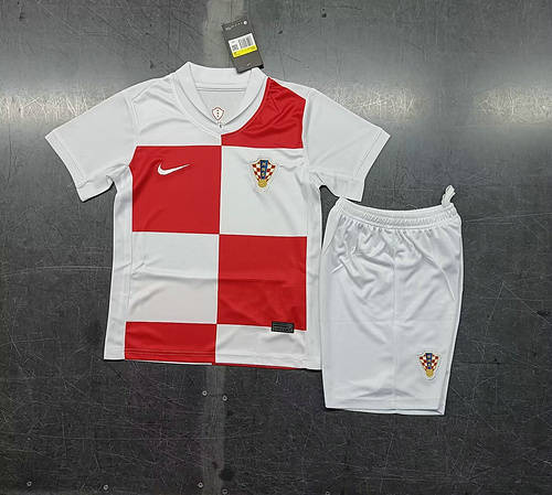 2024 Croatia Home Kids Soccer Jerseys