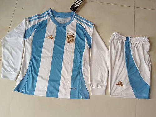 2024 Argentina Home Kids Long Sleeve Soccer Jerseys