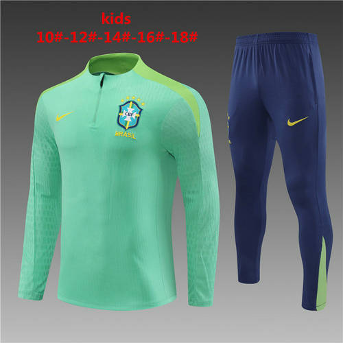 2024 Brazil Player Kids Long Sleeve Training Suit