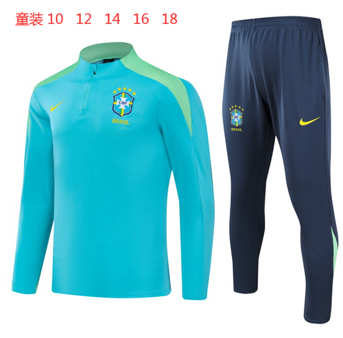 2024 Brazil Special Kids Long Sleeve Training Suit