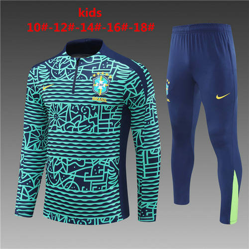 2024 Brazil Kids Long Sleeve Training Suit