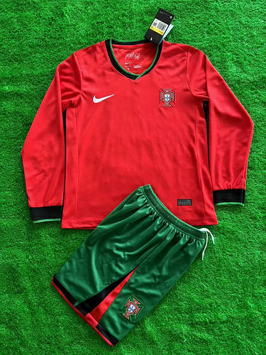 2024 Portugal Home Kids Long Sleeve Soccer Jerseys