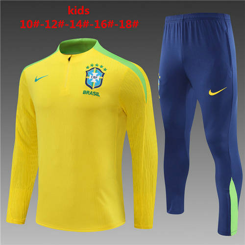 2024 Brazil Kids Player Long Sleeve Training Suit