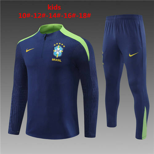 2024 Brazil Player Kids Long Sleeve Training Suit