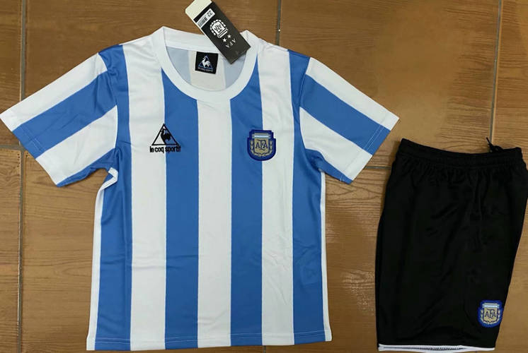 1986 Argentina Home Kids Soccer Jerseys