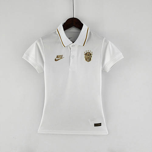 2022 Brazil Woman Polo White Soccer Jerseys