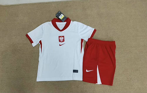 2024 Poland Home Kids Soccer Jerseys