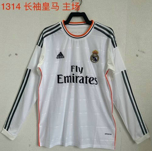 2013/14 Real Madrid Home Retro Long Sleeve Soccer Jerseys