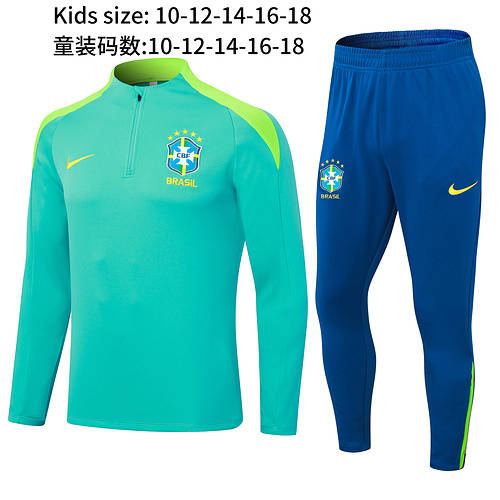 2024 Brazil Kids Long Sleeve Training Suit