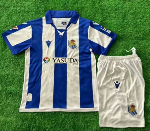 24/25 Real Sociedad Home Kids Soccer Jerseys